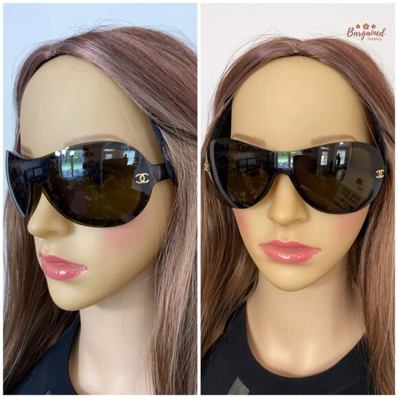 Authentic CHANEL Brown Frame Goldtone Chanel "CC" Logos Tint Sunglasses - Picture 5 of 12